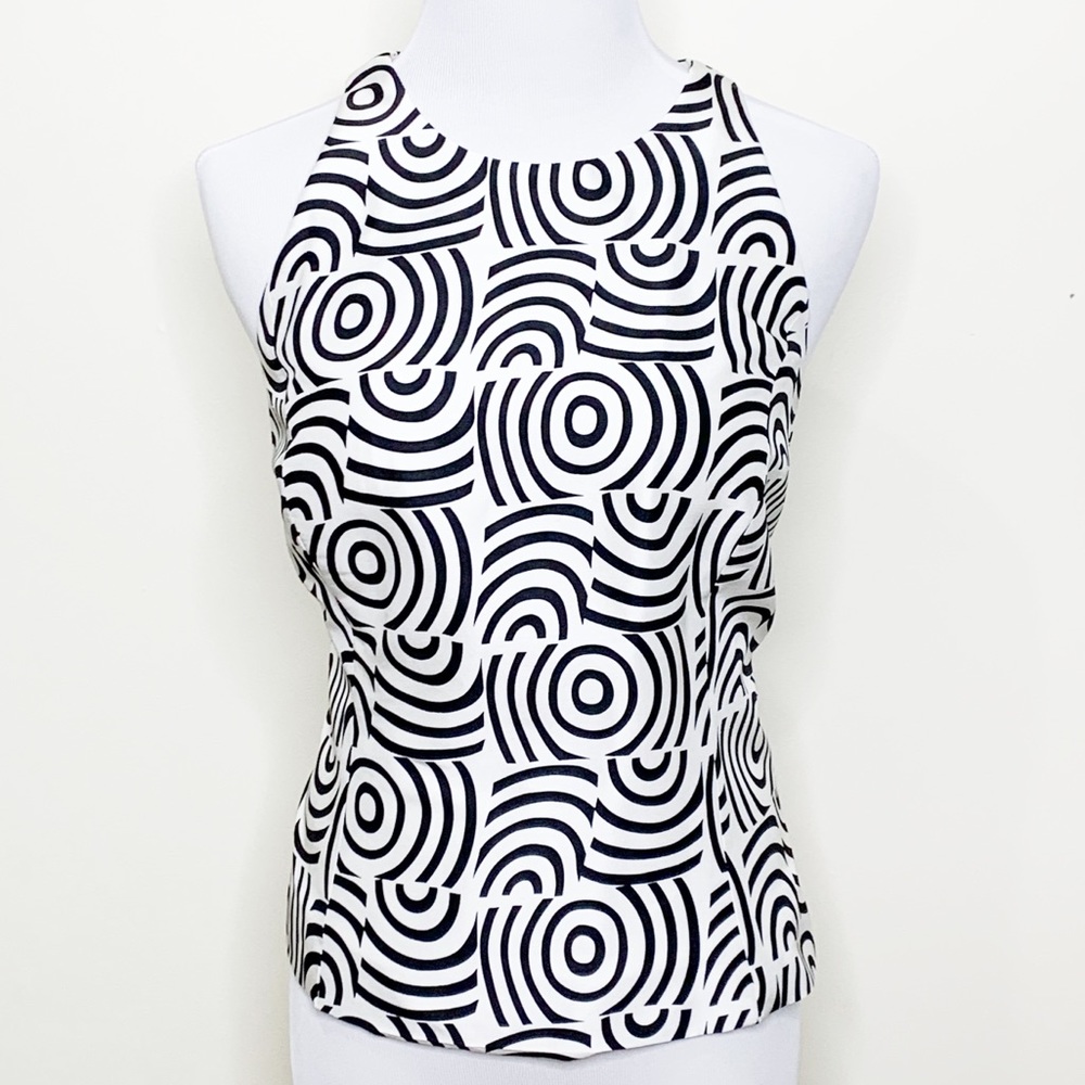 Halter Black and white spiral print top